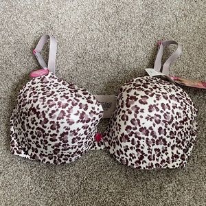 NWT 38DD Playtex Plunge Lift underwire 3-way convertible straps Leopard Print